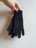 Detské vlnené rukavice z merino vlny a kašmíru Čierne