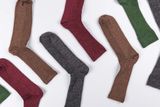 Vlnené vrúbkované ponožky Tmavohnedé