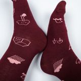Bordové ponožky Kreslená krajina