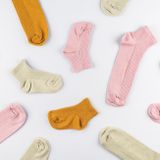 Detské vrúbkované členkové ponožky Škoricové