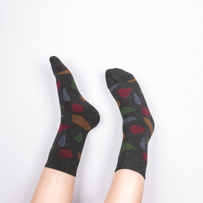 Antracitové zateplené ponožky Terrazzo
