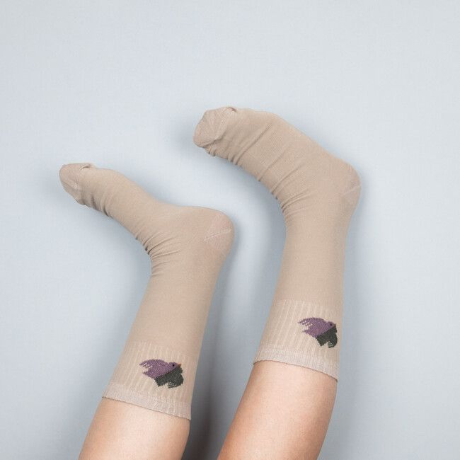 Béžové ponožky Vtáčik Fugl