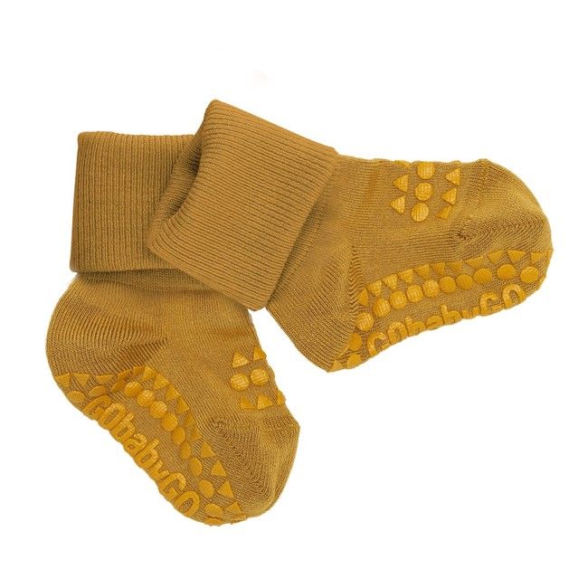 Detské protišmykové ponožky z bambusu Horčicové