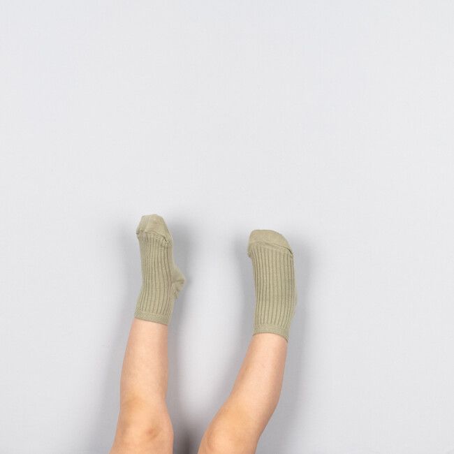 Detské vrúbkované členkové ponožky Zelenkavé