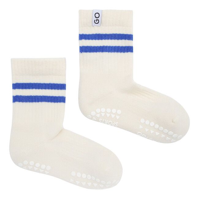 Športové protišmykové ponožky s modrými prúžkami