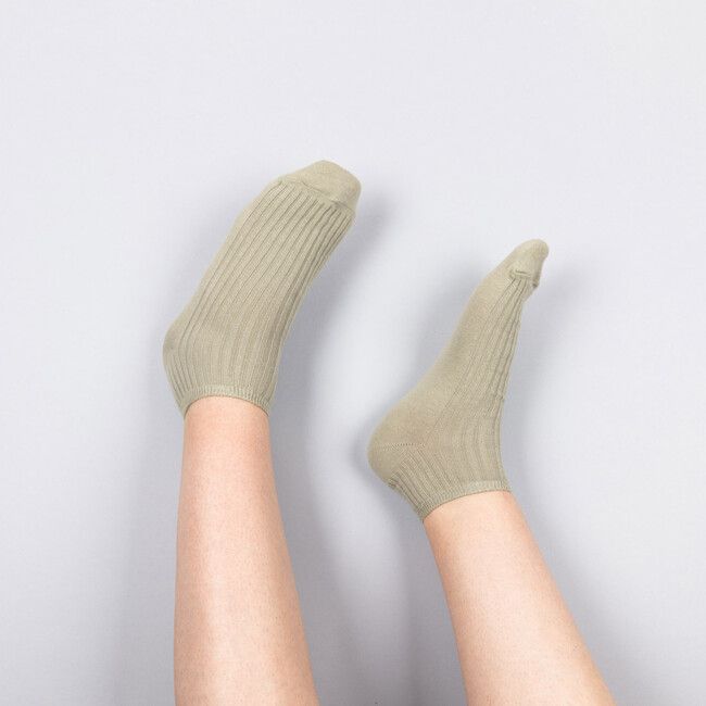 Vrúbkované členkové ponožky Zelenkavé